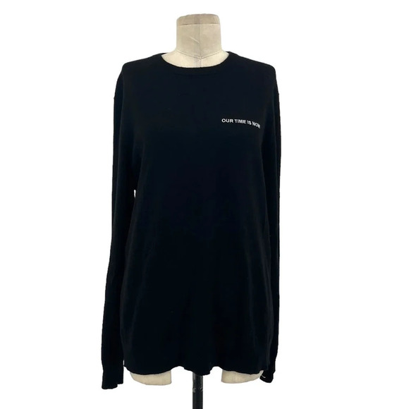 Theory Our Time Is Now Crewneck Cashmere Sweater Black Men's Size Large - Picture 1 of 7